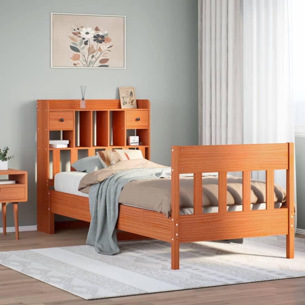 Sengeramme uden madras 90x200 cm massivt fyrretræ gyldenbrun