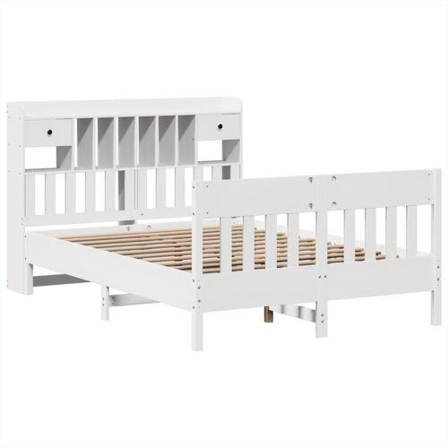 Sengeramme uden madras 140x190 cm massivt fyrretræ hvid