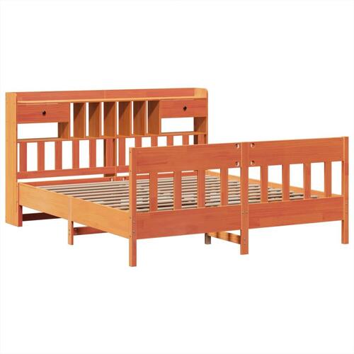 Sengeramme uden madras 200x200 cm massivt fyrretræ gyldenbrun