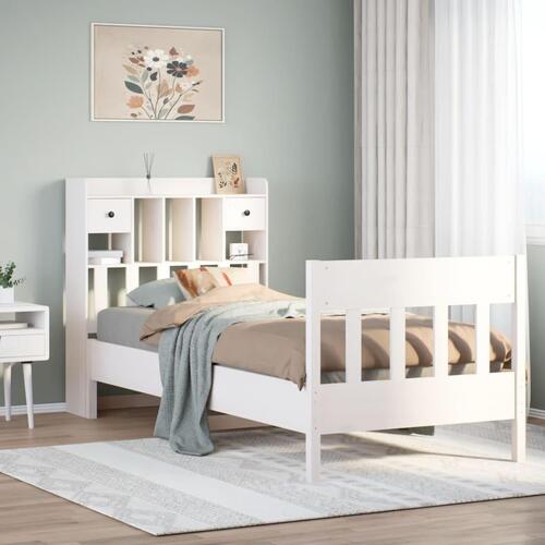 Sengeramme uden madras 100x200 cm massivt fyrretræ hvid