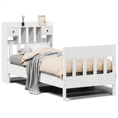Sengeramme uden madras 100x200 cm massivt fyrretræ hvid