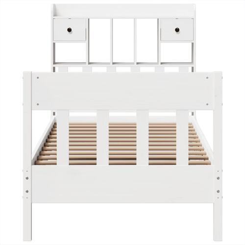 Sengeramme uden madras 100x200 cm massivt fyrretræ hvid