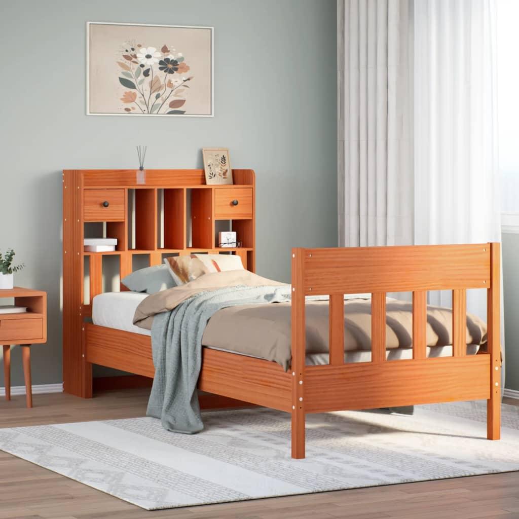 Sengeramme uden madras 75x190 cm massivt fyrretræ gyldenbrun