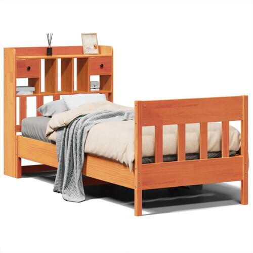 Sengeramme uden madras 75x190 cm massivt fyrretræ gyldenbrun