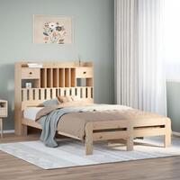 Seng med reol uden madras 135x190 cm massivt fyrretræ