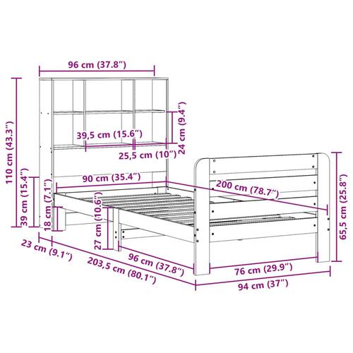 Sengeramme uden madras 90x200 cm massivt fyrretræ gyldenbrun