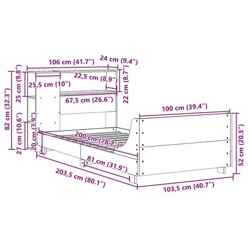 Sengeramme uden madras 100x200 cm massivt fyrretræ