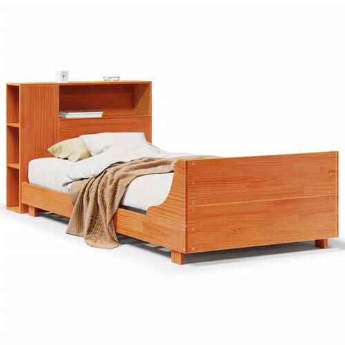 Sengeramme uden madras 100x200 cm massivt fyrretræ gyldenbrun