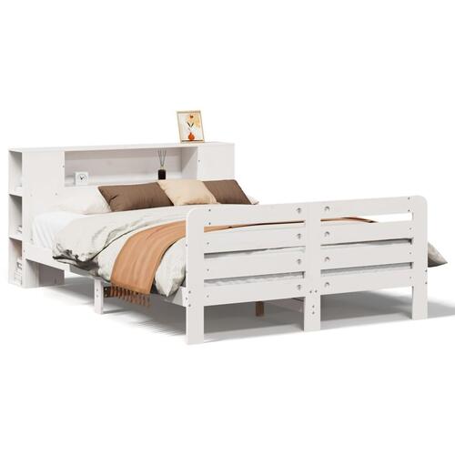 Sengeramme uden madras 160x200 cm massivt fyrretræ hvid