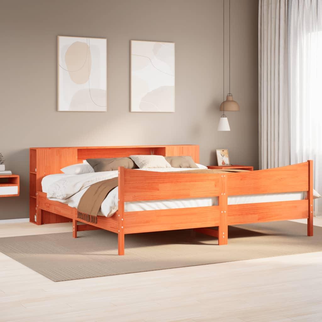 Sengeramme uden madras 180x200 cm massivt fyrretræ gyldenbrun billede