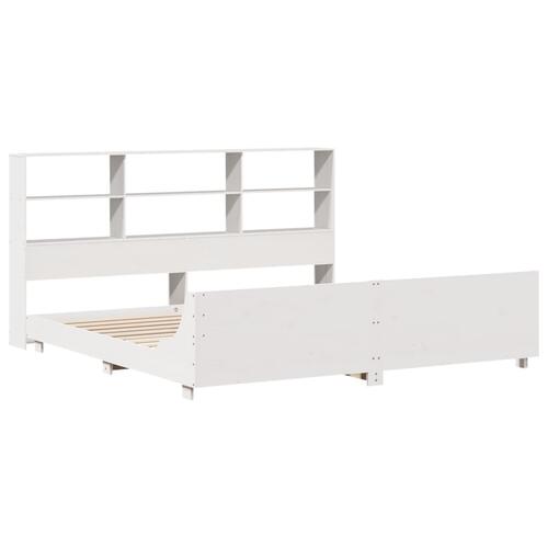 Sengeramme uden madras 200x200 cm massivt fyrretræ hvid