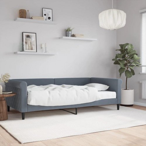 Daybed med madras 100x200 cm - velour, mørkegrå