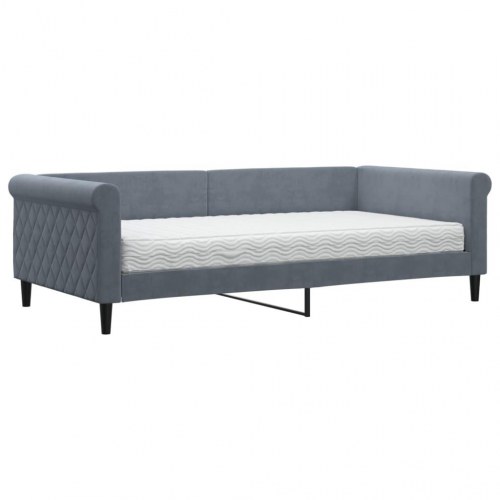 Daybed med madras 100x200 cm - velour, mørkegrå