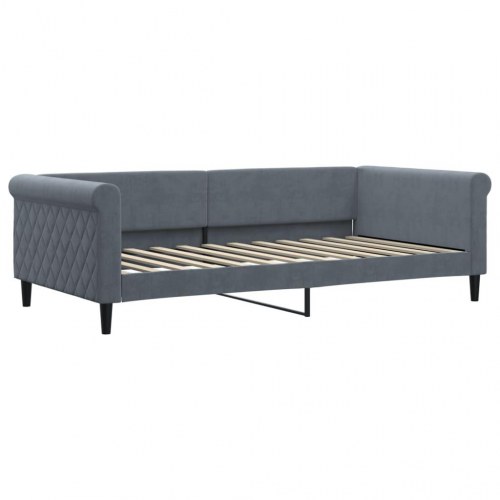 Daybed med madras 100x200 cm - velour, mørkegrå