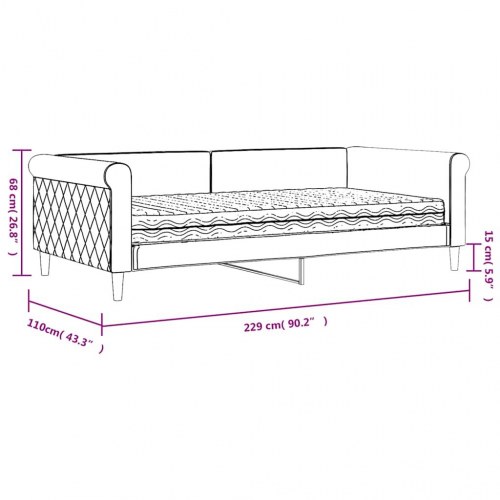 Daybed med madras 100x200 cm - velour, mørkegrå
