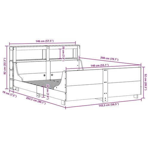 Sengeramme uden madras 140x200 cm massivt fyr gyldenbrun
