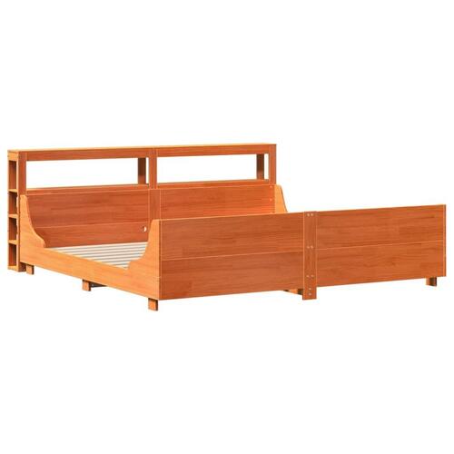 Sengeramme uden madras 200x200 cm massivt fyrretræ gyldenbrun