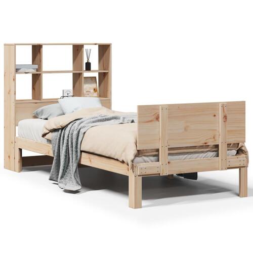 Seng med reol uden madras 75x190 cm massivt fyrretræ