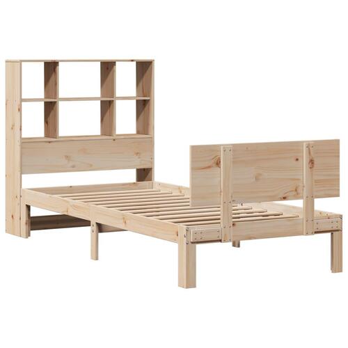 Seng med reol uden madras 75x190 cm massivt fyrretræ