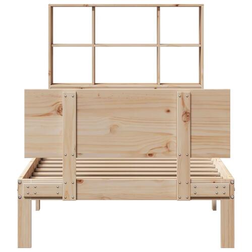 Seng med reol uden madras 75x190 cm massivt fyrretræ