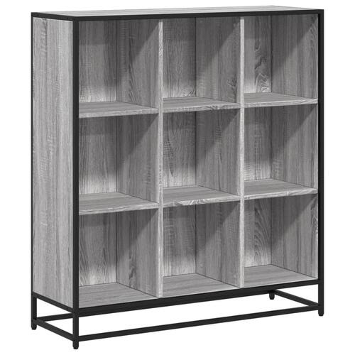 Bogreol 97,5x33x107,5 cm konstrueret træ og metal grå sonoma-eg