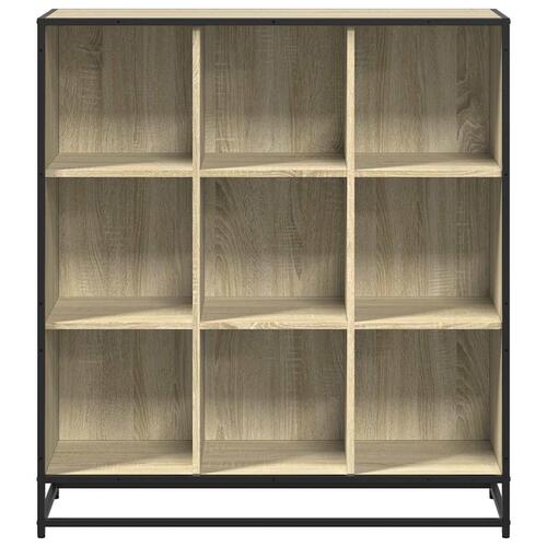 Bogreol 97,5x33x107,5 cm konstrueret træ og metal sonoma-eg