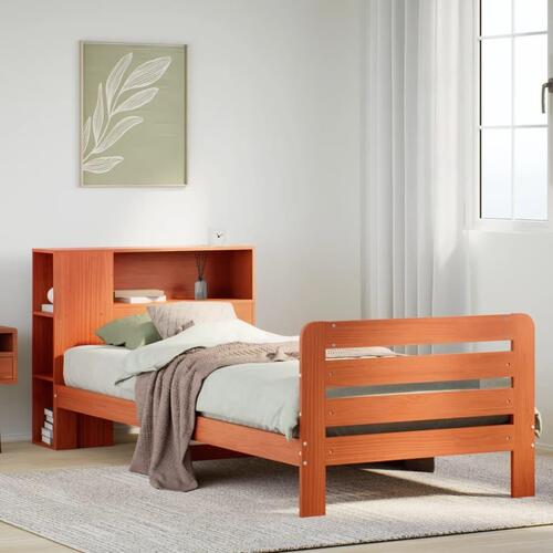 Sengeramme uden madras 90x200 cm massivt fyrretræ gyldenbrun