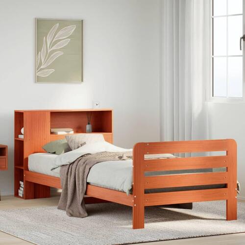 Sengeramme uden madras 75x190 cm massivt fyrretræ gyldenbrun