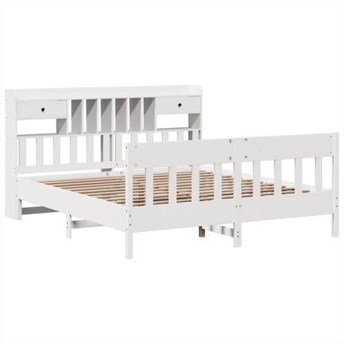 Sengeramme uden madras 200x200 cm massivt fyrretræ hvid