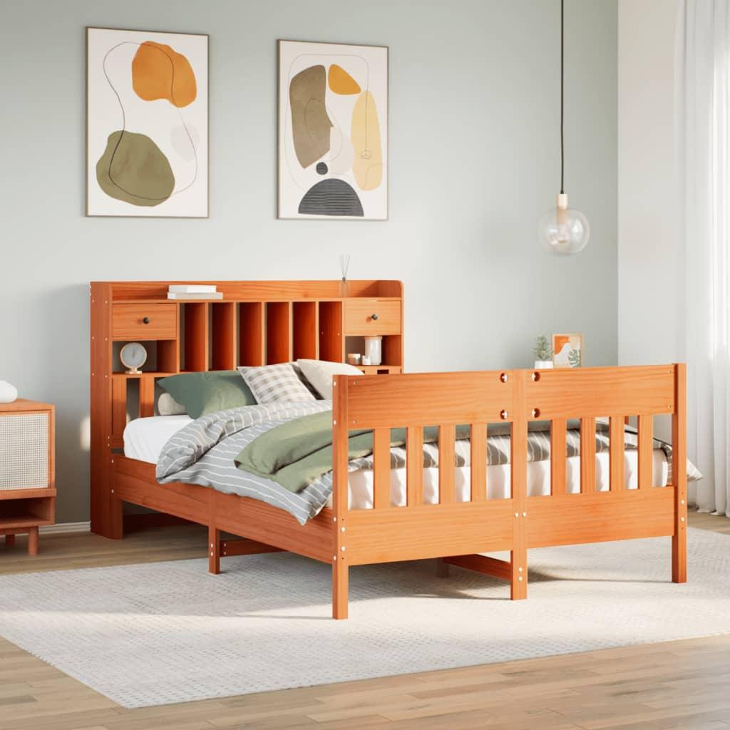 Sengeramme uden madras 160x200 cm massivt fyrretræ gyldenbrun billede