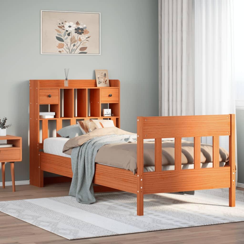 Sengeramme uden madras 100x200 cm massivt fyrretræ gyldenbrun billede