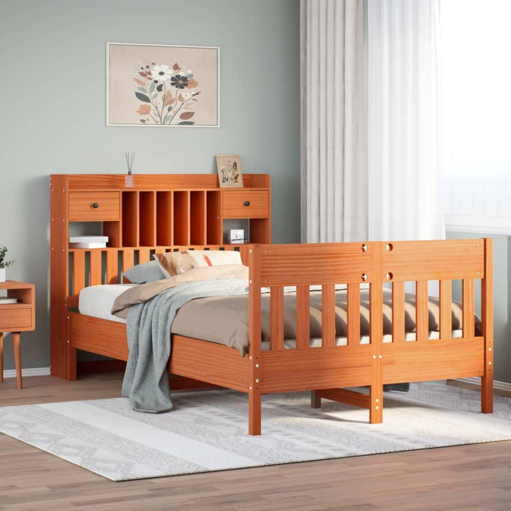 Sengeramme uden madras 135x190 cm massivt fyrretræ brun