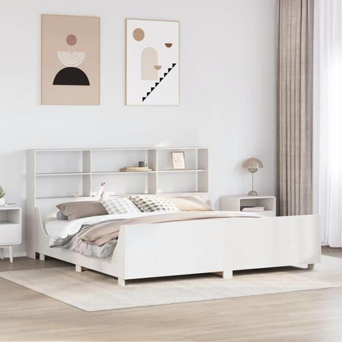 Seng med reol uden madras 180x200 cm massivt træ hvid