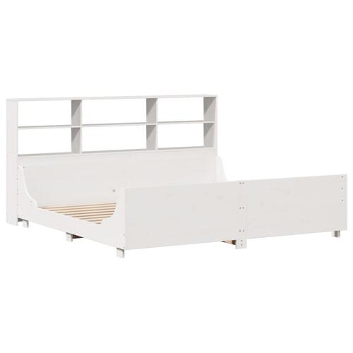 Seng med reol uden madras 180x200 cm massivt træ hvid
