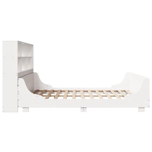 Seng med reol uden madras 180x200 cm massivt træ hvid