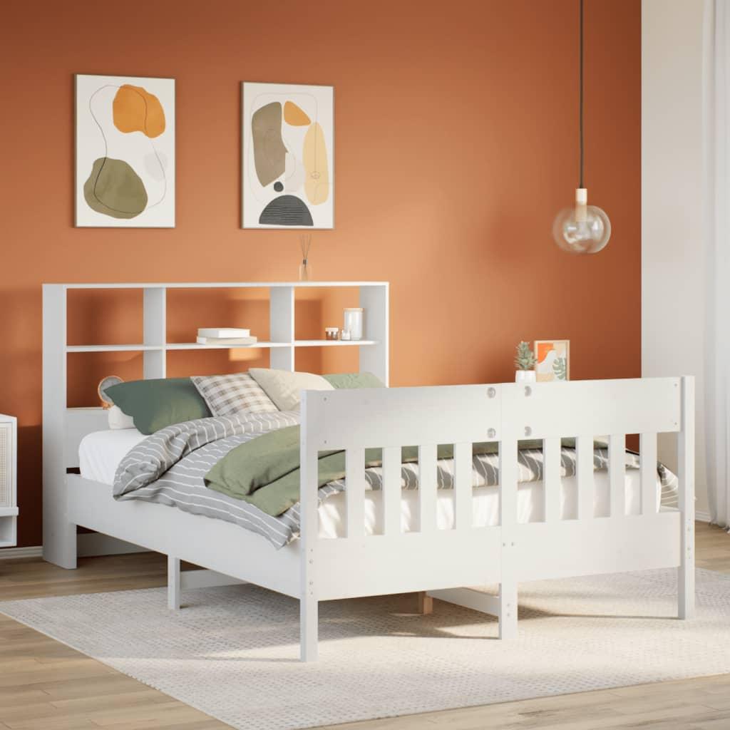 Sengeramme uden madras 160x200 cm massivt fyrretræ hvid billede