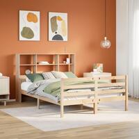 Seng med reol uden madras 135x190 cm massivt fyrretræ