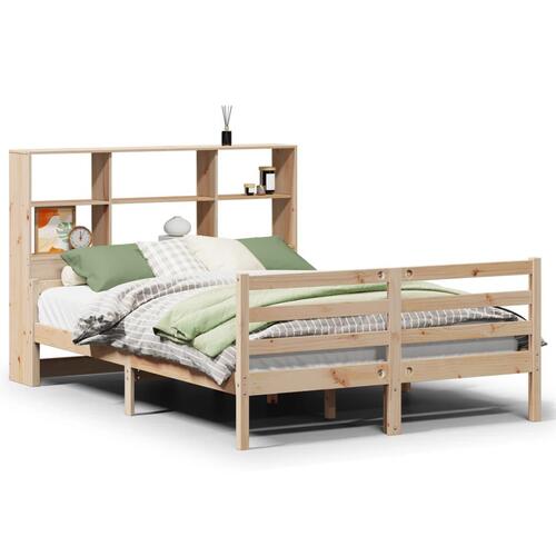 Seng med reol uden madras 135x190 cm massivt fyrretræ