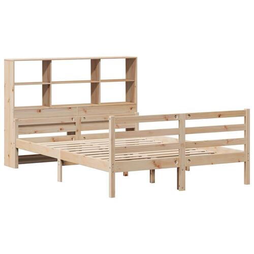 Seng med reol uden madras 135x190 cm massivt fyrretræ