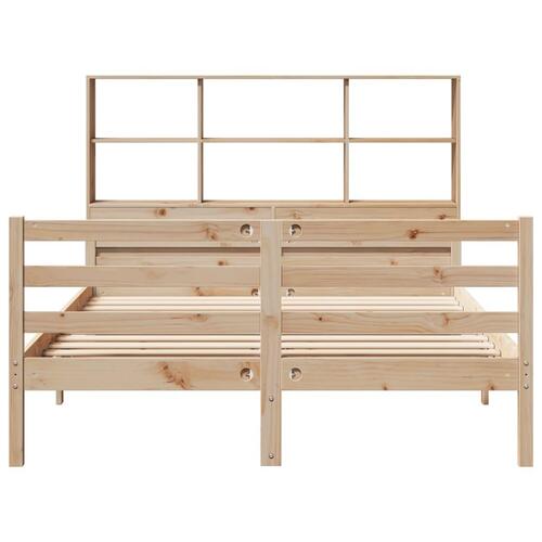 Seng med reol uden madras 135x190 cm massivt fyrretræ
