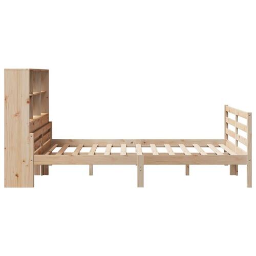 Seng med reol uden madras 135x190 cm massivt fyrretræ
