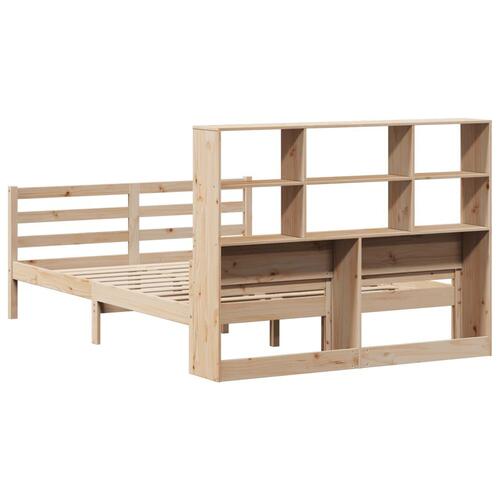Seng med reol uden madras 135x190 cm massivt fyrretræ