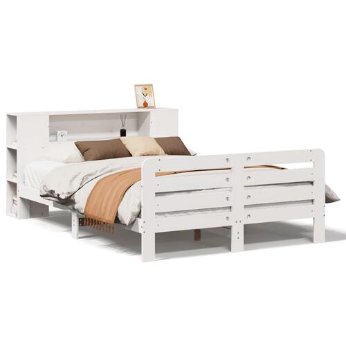 Sengeramme uden madras 120x200 cm massivt fyrretræ hvid