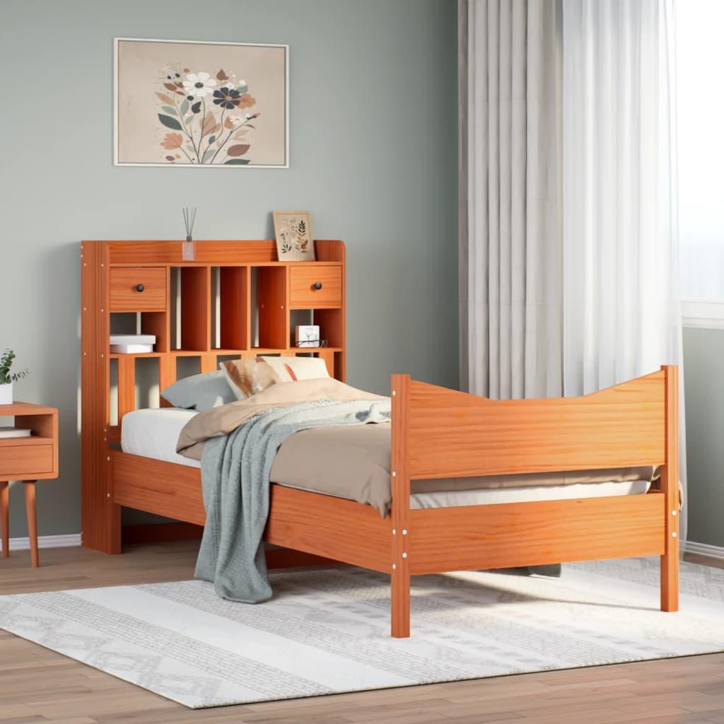 Sengeramme uden madras 75x190 cm massivt fyrretræ gyldenbrun billede