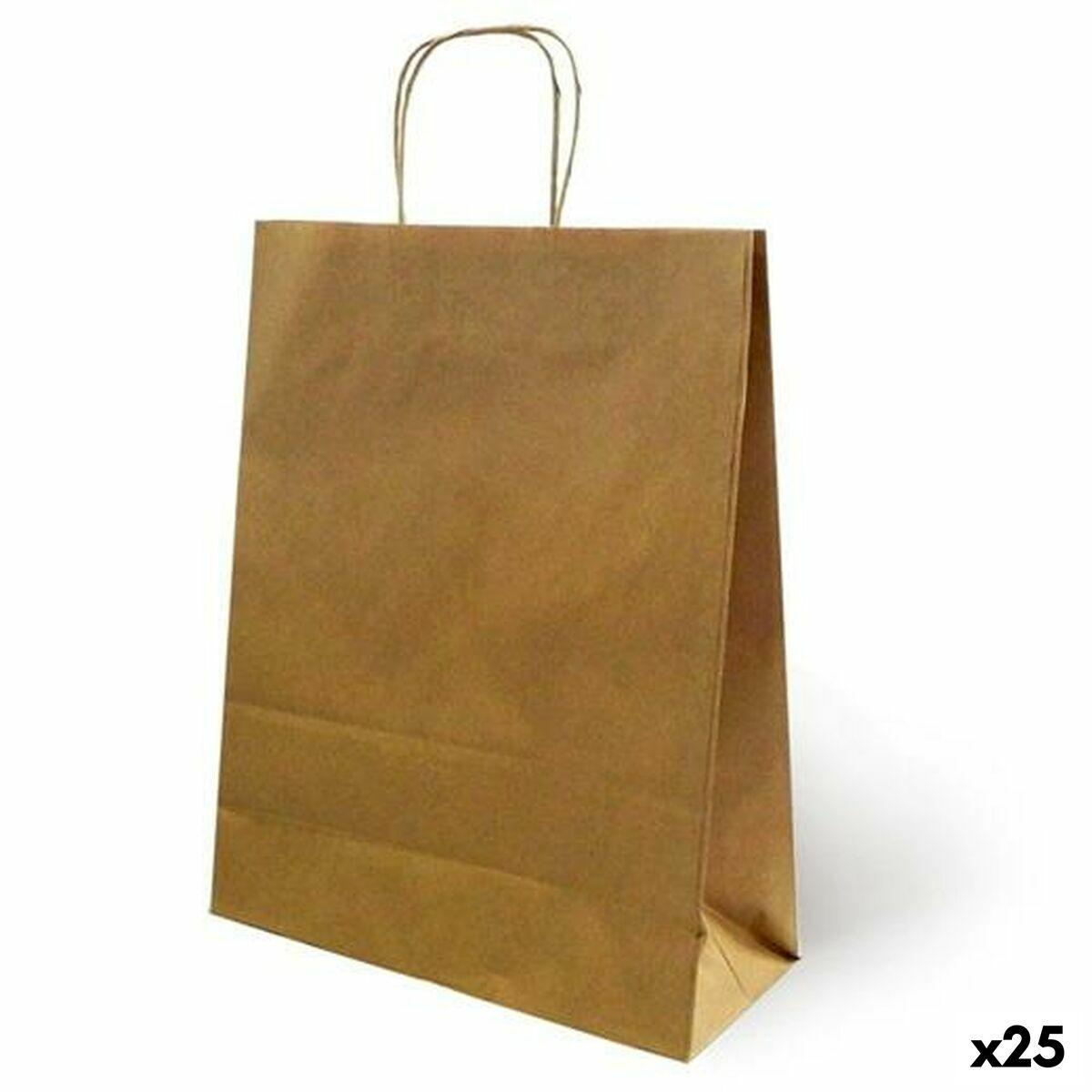 Fama papirposer med hank, brun - 125 g/m², 26 × 10 × 35 cm (25 stk)