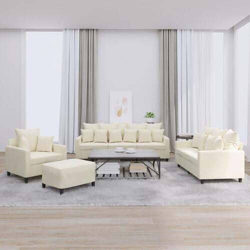 Sofasæt 4 dele med hynder velour cremefarvet