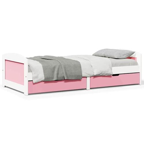 Daybed med to skuffer uden madras IRUN hvid og lyserød 90x200cm