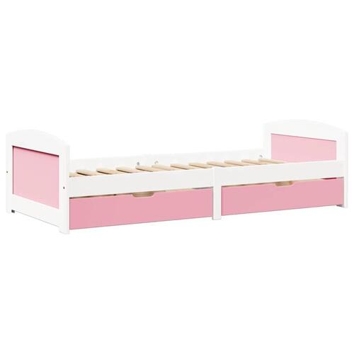 Daybed med to skuffer uden madras IRUN hvid og lyserød 90x200cm