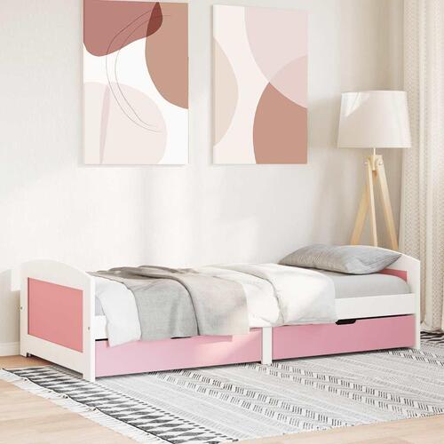 Daybed med to skuffer uden madras IRUN hvid og lyserød 90x200cm