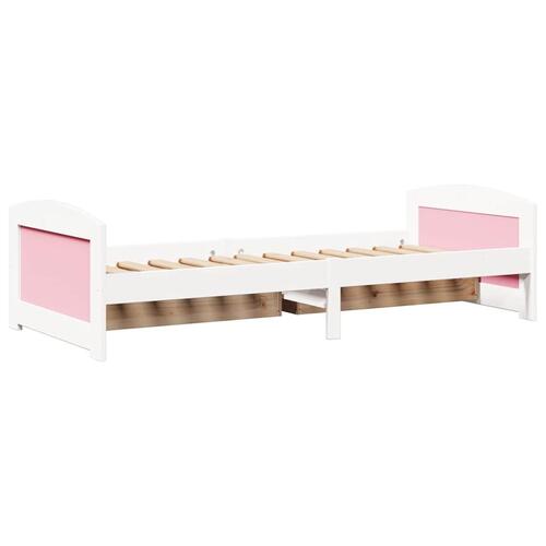 Daybed med to skuffer uden madras IRUN hvid og lyserød 90x200cm